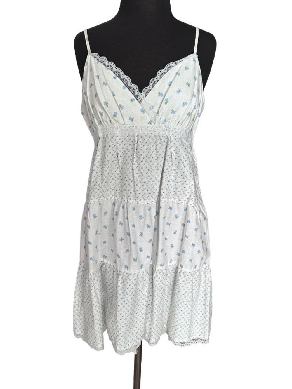 Charlotte Russe RARE Vintage Y2K Lace Trimmed Patchwork Floral Babydoll Dress